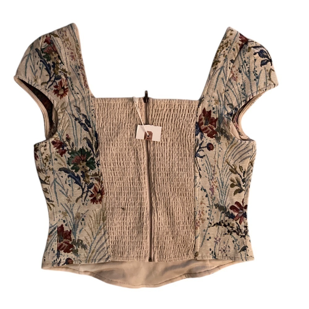 In Loom Tapestry Corset Top NWT Floral Print Women's Top - Picture 5 of 9